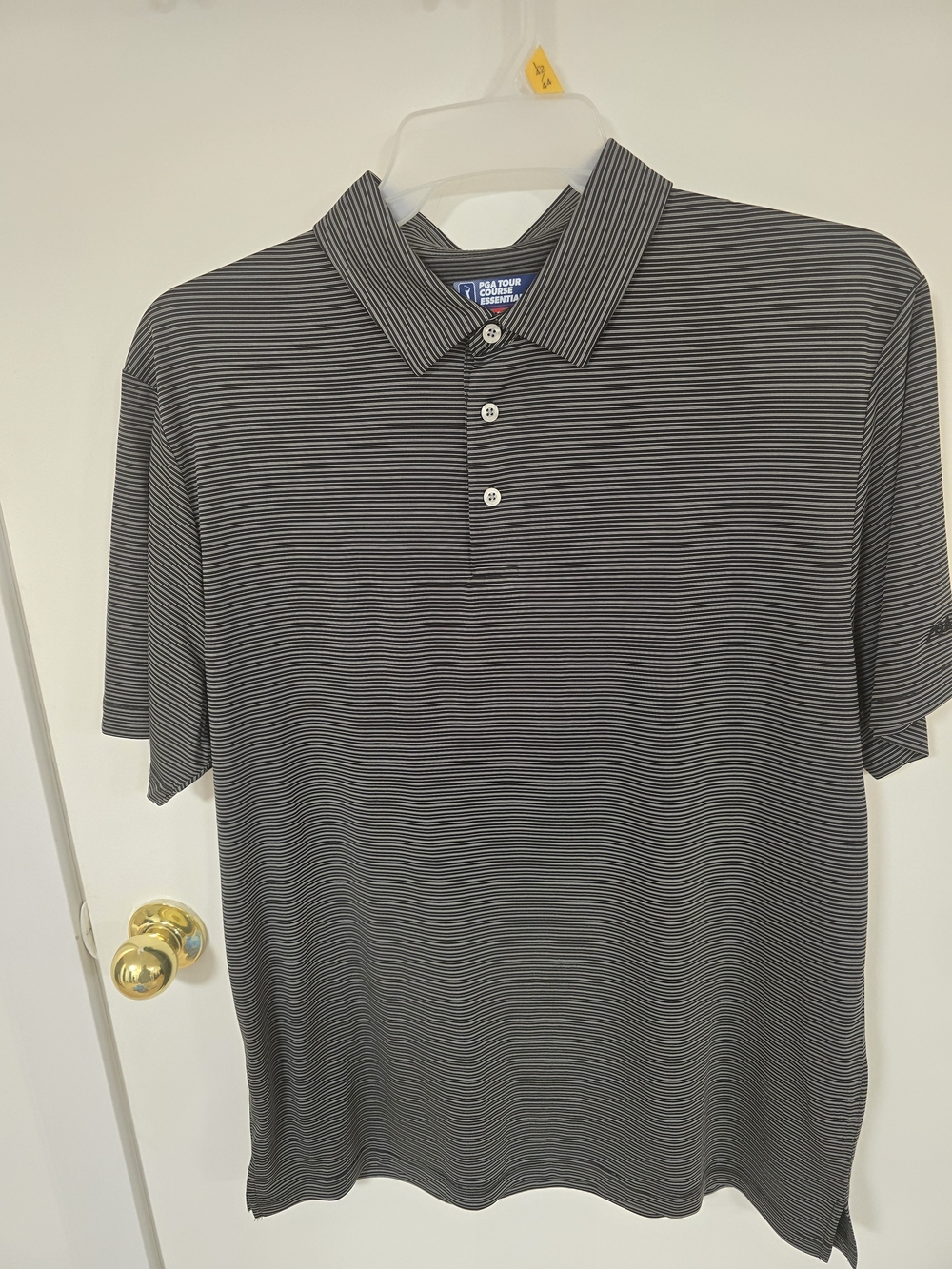 PGA Tour Gray and White Micro-Stripe Polo